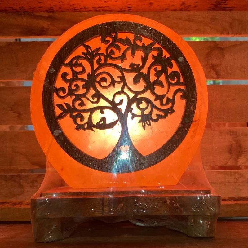 Himalaya zoutlamp houten wereldboom